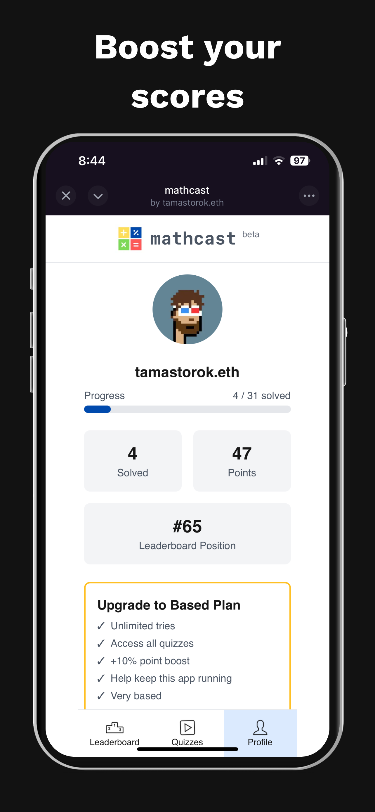 Mathcast - Math puzzles - Farcaster Mini Apps screenshot